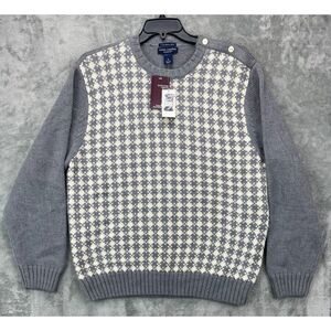 NWT Daniel Cremieux Mens Wool Sweater Gray XL Shoulder Neck Button Crewneck $140